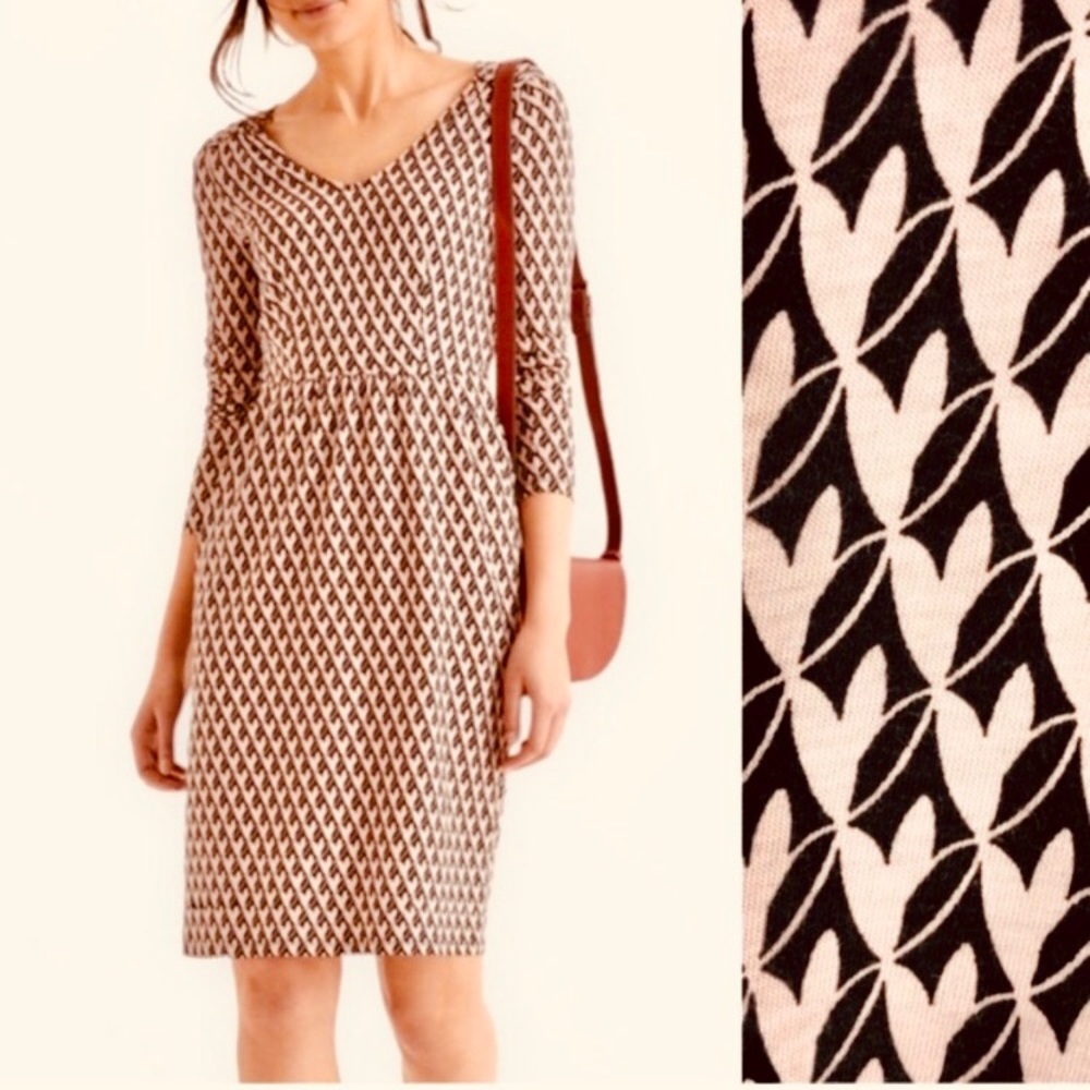 NEW NWT Boden Milkshake Leafy Geometric Romilly V-Neck A-Line Dress 6 Petite
